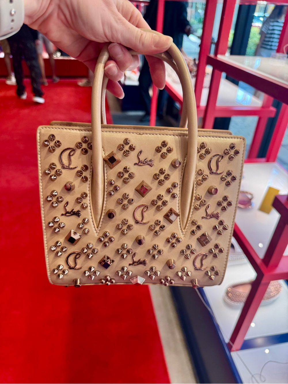 AUTHENTIC BRAND NEW Christian Louboutin Paloma Leche Studded Tote